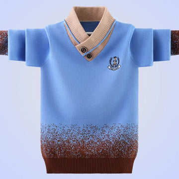 Boys Dressy High V-neck Pullover Sweater. Ages 6Y~16Y